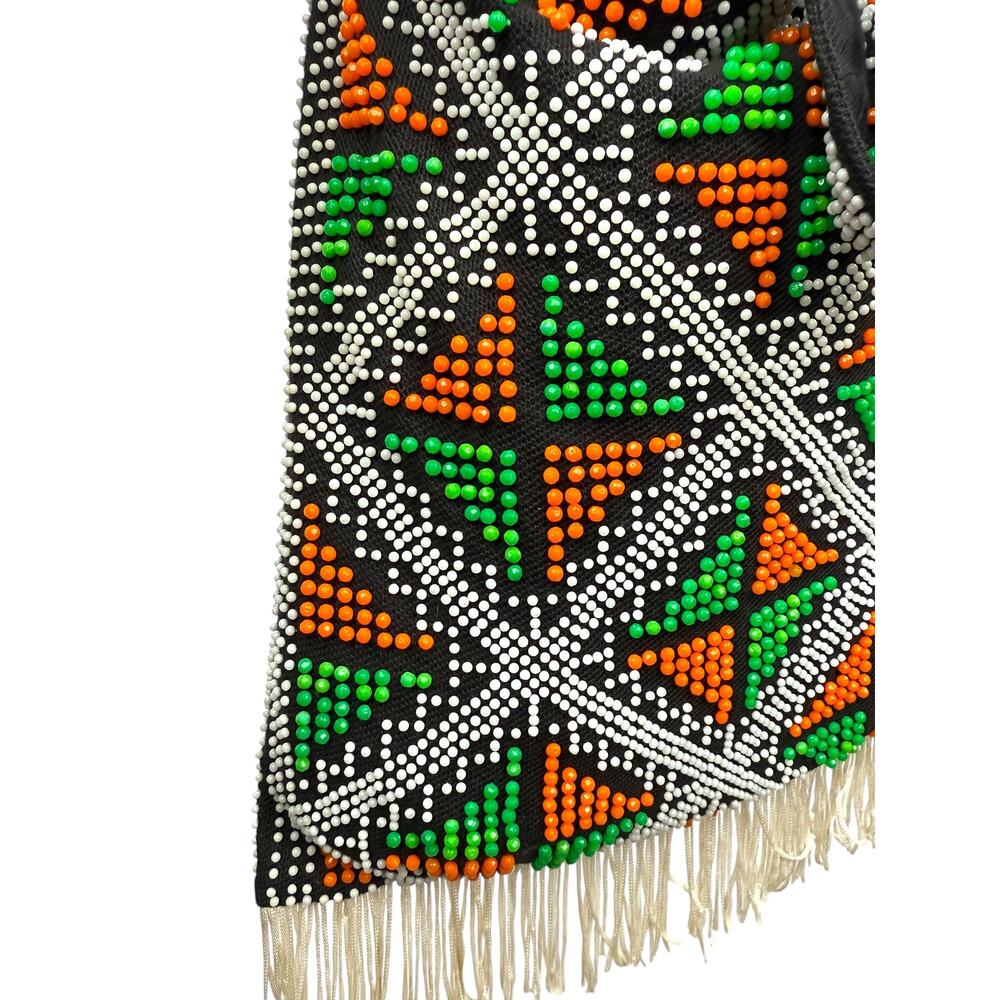 1960's orange green beaded bag